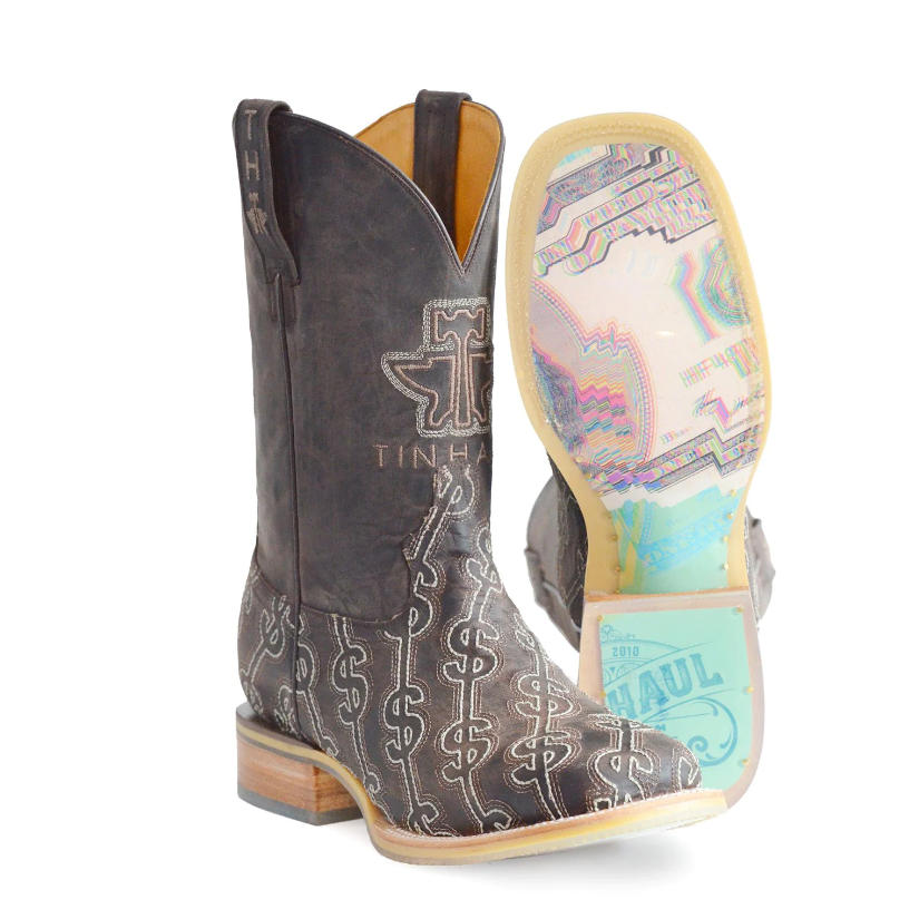 Bottes Tin Haul John 3:16 Artisanales Homme Taille 14 - Semelle Avec Verset Biblique, Marron, Neuves
