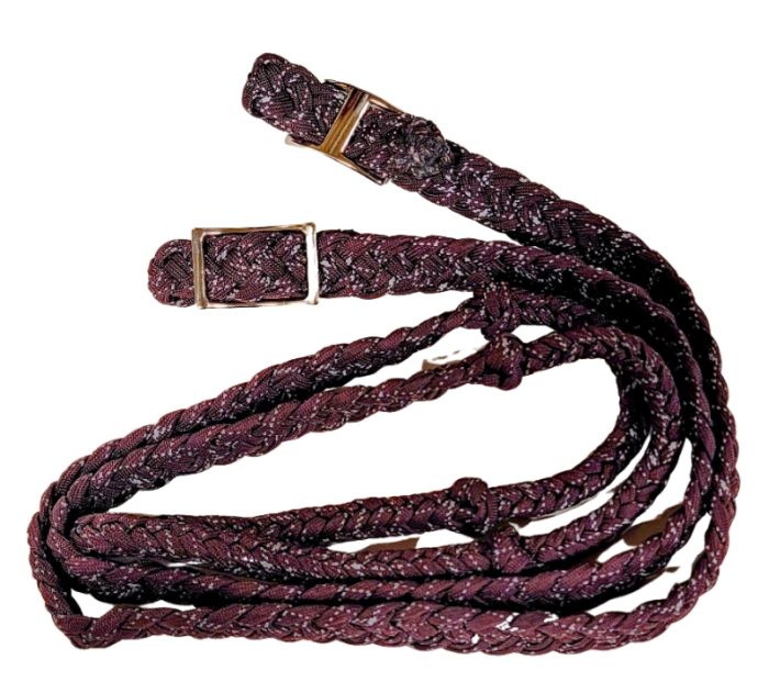 Rênes Tressées En Cuir - Anglais - Marron Foncé - Occasion