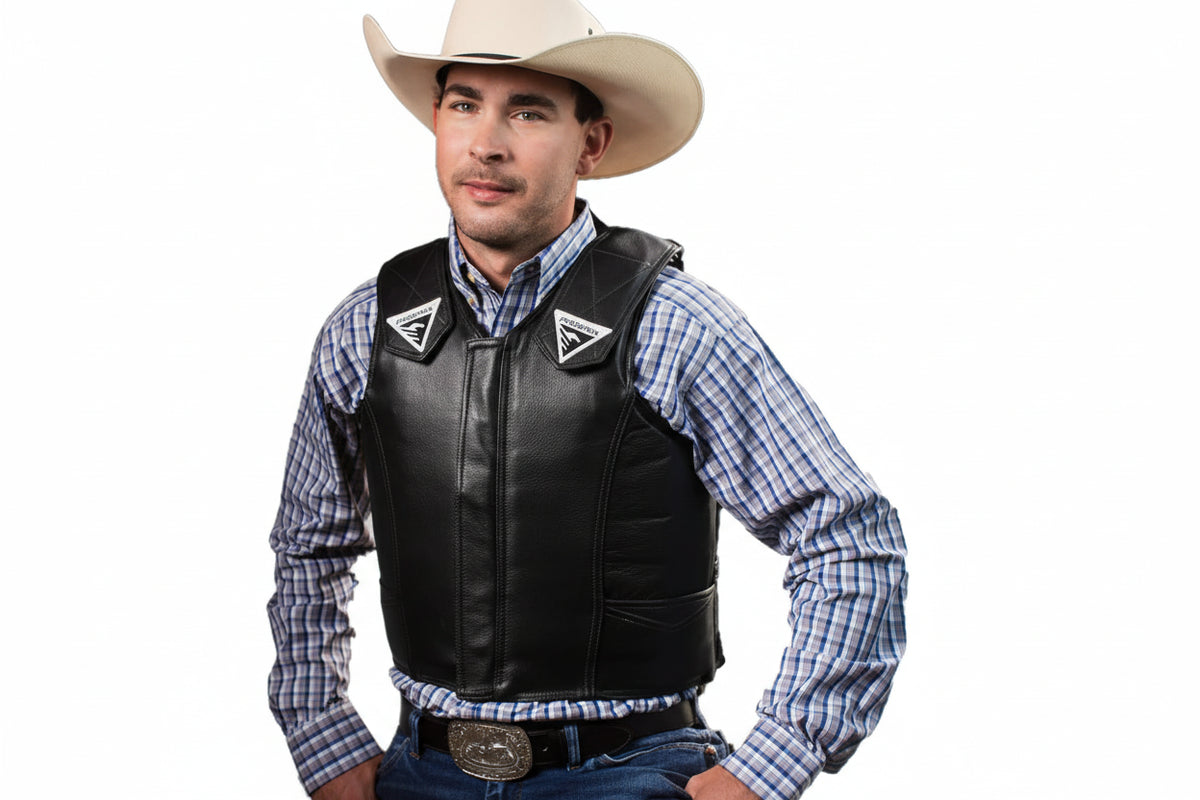 Gilet D’équitation Enfant Taureau – Cuir Bleu Et Or – Rodéo Junior – Taille 32 à 36 Pouces