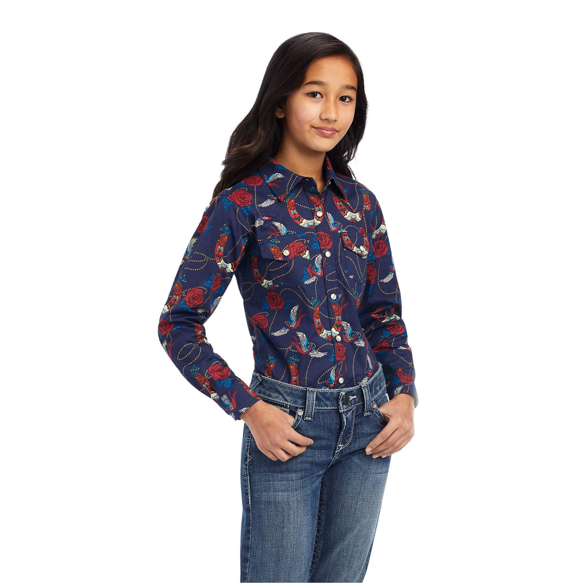 Chemise Ariat Pro Series Blanche Fille - Taille L - Équitation Dressage USA - Occasion