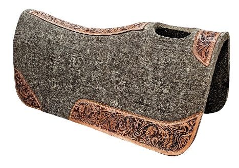 Tapis de selle western noir en feutre avec usure des bords sculptés à la main et peinture à la main - Canada