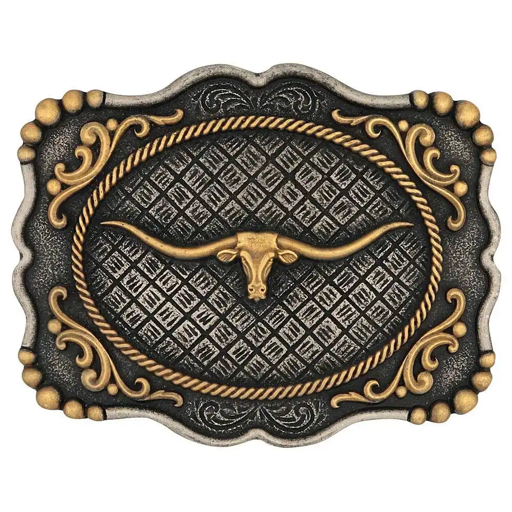 Ceinture Western Cowboy Pour Homme/femme - Boucle Taureau, Motif Floral - Similicuir - Tour De Taille 74-94 Cm